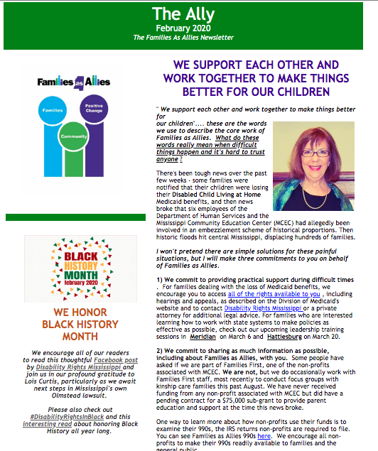 The Ally February 2020 - Newsletter - Families as Allies
