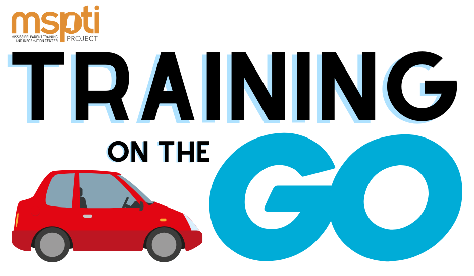 MSPTI Training on the go graphic with a red car