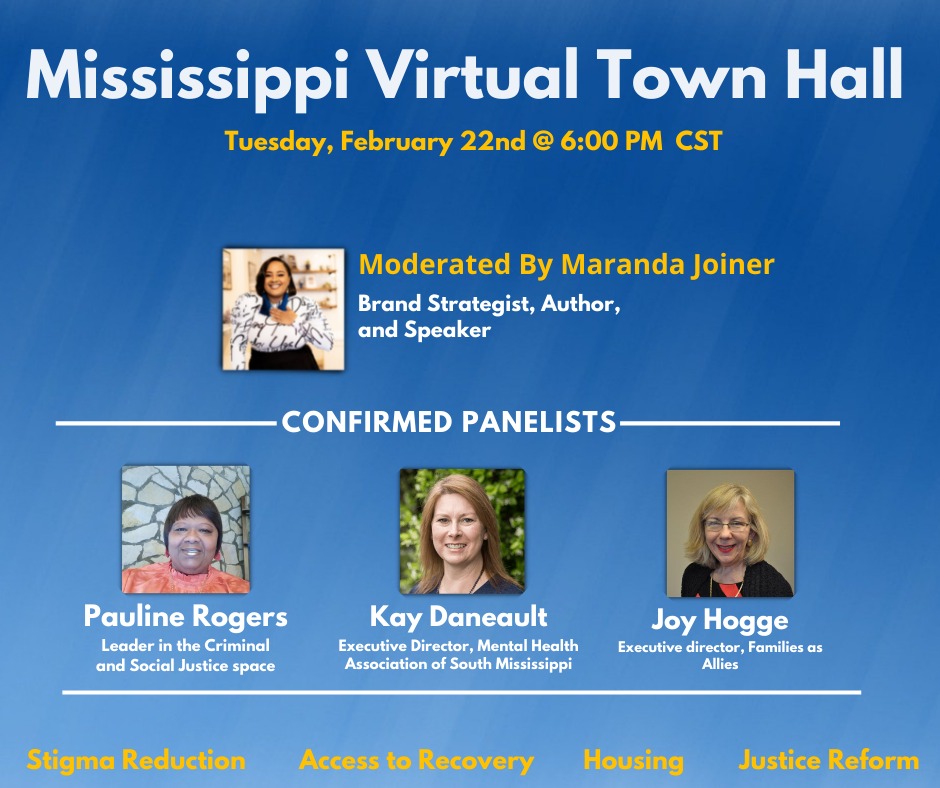 Mississippi - Recovery Community Town Hall Event Flyer