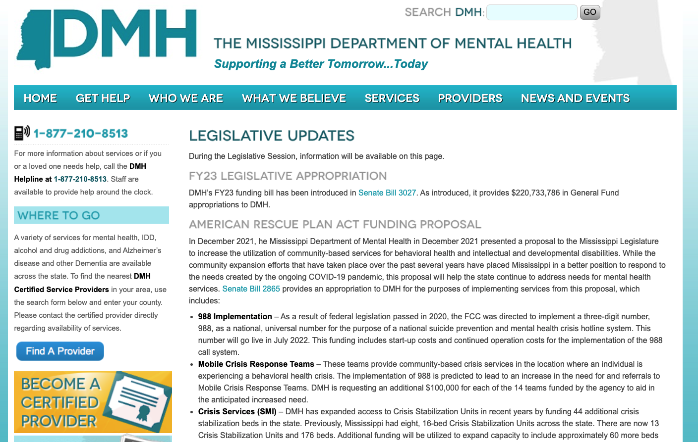 Read more about the article Update on the Department of Mental Health’s American Rescue Plan Funds