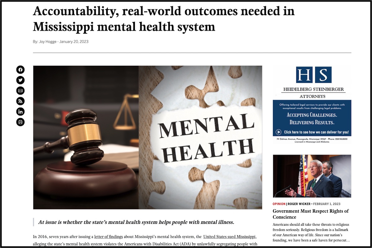 You are currently viewing Op-Ed: ‘Accountability, real-world outcomes needed in Mississippi mental health system’