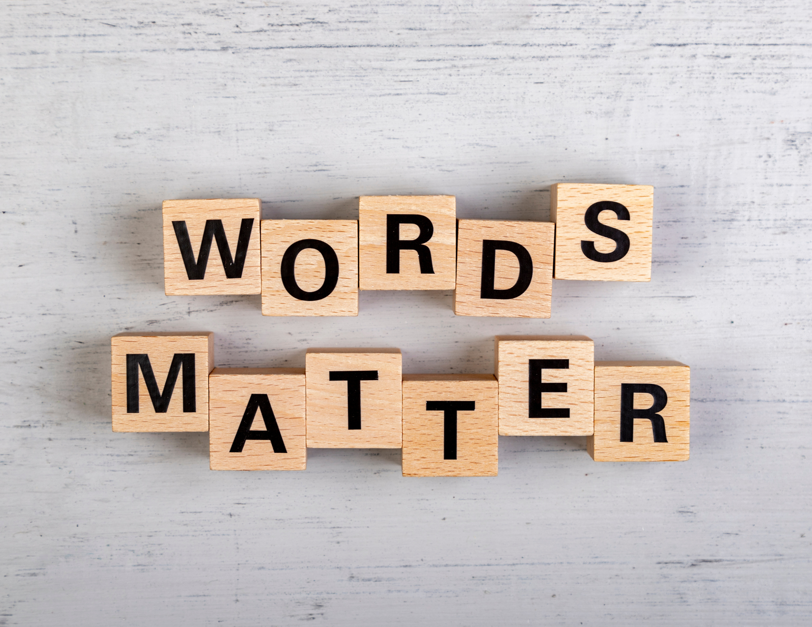 Words matter spelled out in wooden scrabble letters