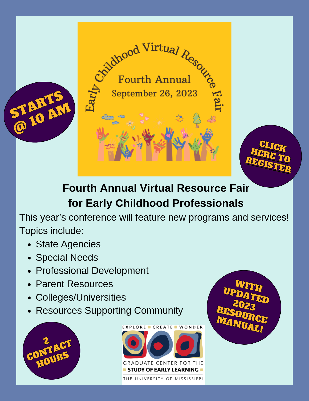 Fourth Annual Virtual Resource Fair for Early Childhood Professionals