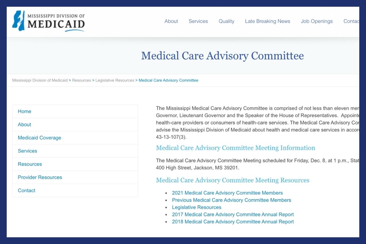 Read more about the article Please Attend the Medicaid Medical Advisory Committee Meeting on Dec. 8th